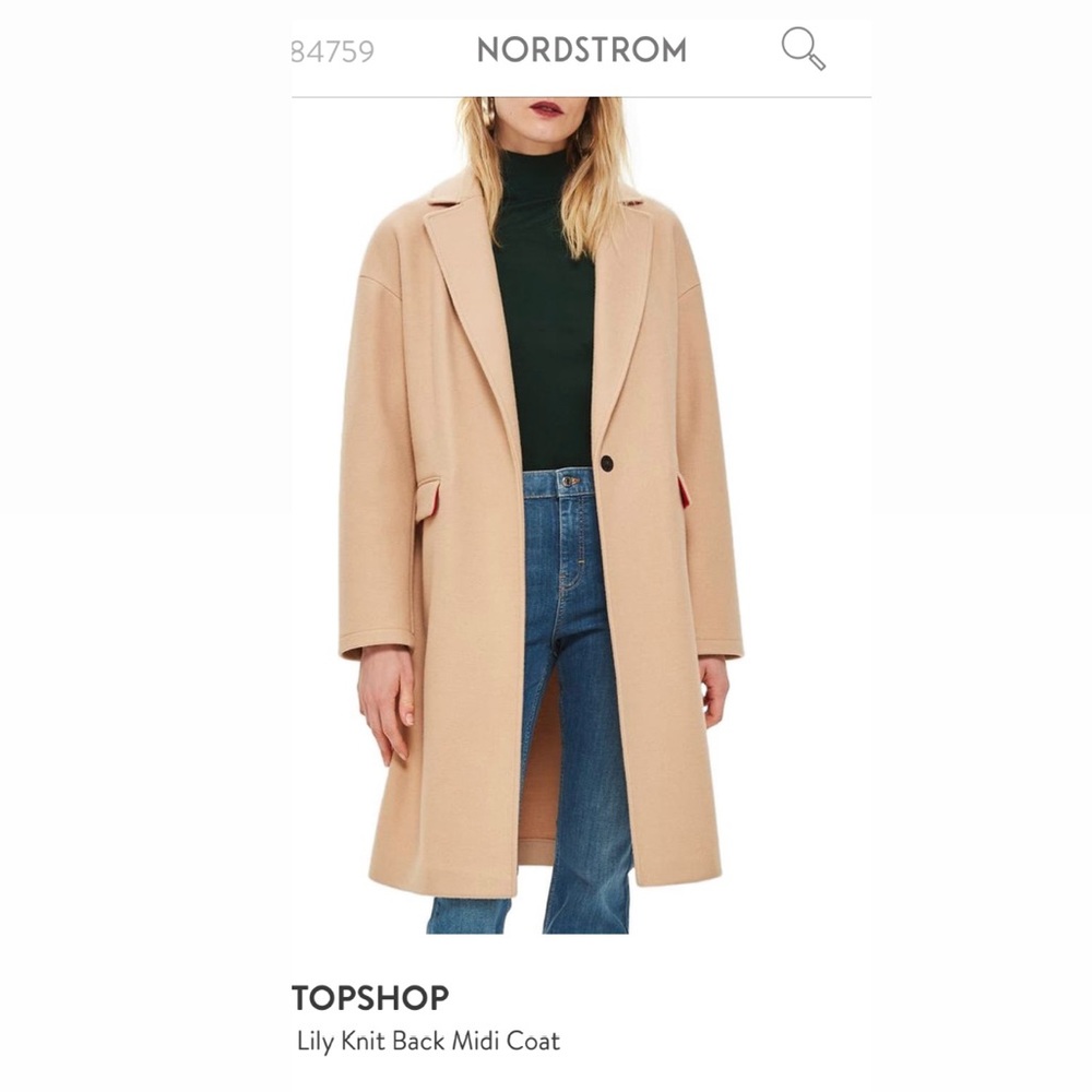 Topshop Lily Knit Back Midi Coat